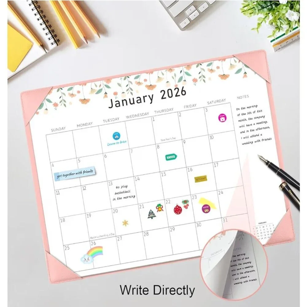 Gannyfer Large Desk Calendar Pink 22